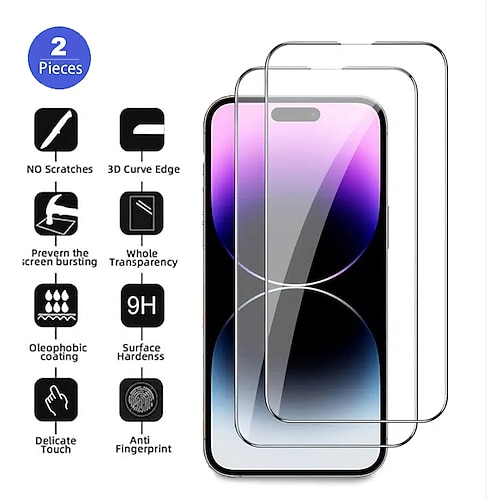 

[2 Pack] Phone Screen Protector For Apple iPhone 14 Pro Max iPhone 13 Pro Max 12 Mini 11 X XR XS Max 8 7 Tempered Glass High Definition (HD) 9H Hardness Explosion Proof Phone Accessory