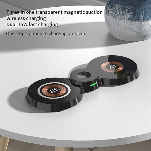 

Wireless Charger 15 W Output Power 1 Port Wireless Charging Stand Fast Wireless Charging Magnetic 3 in 1 For Apple Watch Cellphone Smart Watch 1 PCS