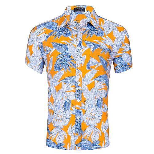 

Men's Shirt Summer Hawaiian Shirt Graphic Turndown Light Yellow Light Pink White & Blue Black Blue Daily Holiday Short Sleeve Button-Down Clothing Apparel Cotton Fashion Simple Casual