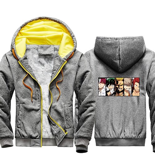 

Inspired by My Hero Academia Todoroki Shoto Bakugou Katsuki Deku Hoodie Outerwear Sherpa Jacket Anime Graphic Outerwear For Men's Women's Unisex Adults' Hot Stamping 100% Polyester Casual Daily