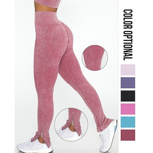 

Women's Leggings High Waist Workout Pants Split Bottoms Tummy Control Butt Lift Light Purple Black Green Yoga Fitness Gym Workout Sports Activewear High Elasticity Athletic Athleisure Wear