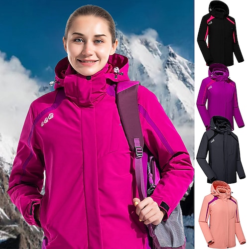 

Women's Girls' Hiking 3-in-1 Jackets Ski Jacket Waterproof Hiking Jacket Fleece Winter Outdoor Thermal Warm Fleece Lining Waterproof Windproof Outerwear Trench Coat Top Hunting Ski / Snowboard Fishing