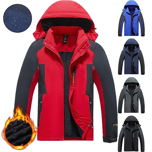 

Men's Ski Jacket Waterproof Hiking Jacket Rain Jacket Fleece Winter Outdoor Thermal Warm Fleece Lining Waterproof Windproof 3-in-1 Jacket Hunting Ski / Snowboard Fishing Color blue Black Dark Blue