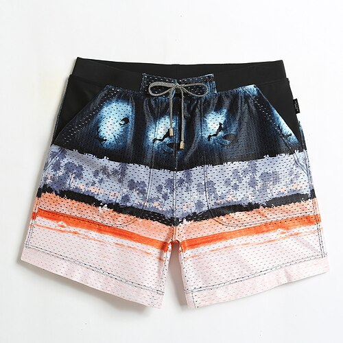 

Men's Swim Shorts Swim Trunks Board Shorts Pocket Drawstring Elastic Waist Graphic Landscape Comfort Breathable Short Casual Daily Holiday Classic Style Casual / Sporty Black / White Micro-elastic