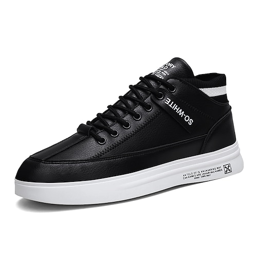 

Hombre Zapatillas de deporte Zapatos Confort Zapatillas de skate Casual Diario Zapatos de Paseo PU Mitad de Gemelo Negro Blanco Caqui Otoño Primavera