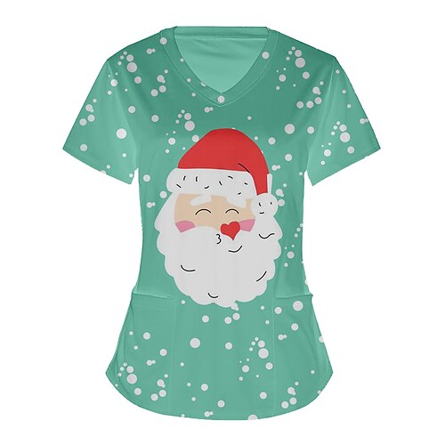 

Santa Claus Masquerade T-shirt Women's Christmas Christmas Carnival Masquerade Adults' Christmas Vacation Polyester Top