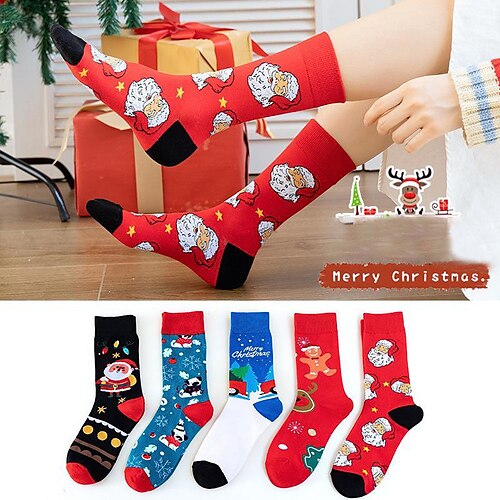 

Women's Crew Socks Party Christmas Gift Multi Color Spandex Nylon Cotton Basic Classic Warm Cute 1 Pair