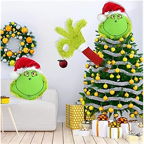 Grinch Christmas Tree Decor, Grinch Head Arms and Legs Christmas Tree  Topper, Elf Christmas Tree Decorations