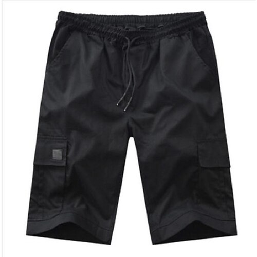 

Men's Shorts Casual Shorts Pocket Elastic Waist Solid Color Comfort Breathable Knee Length Sports Outdoor Daily Casual Casual / Sporty ArmyGreen Black Micro-elastic