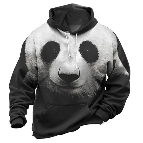 

Men's Pullover Hoodie Sweatshirt Gray Hooded Animal Panda Graphic Prints Print Daily Sports 3D Print Basic Streetwear Designer Spring Fall Clothing Apparel Hoodies Sweatshirts