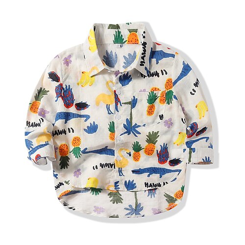 

Toddler Boys Shirt Animal Long Sleeve Outdoor Adorable White Winter Clothes 3-7 Years