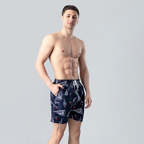 

Men's Swim Shorts Swim Trunks Board Shorts Pocket Drawstring Elastic Waist Graphic Leaf Comfort Breathable Short Casual Daily Beach Fashion Streetwear Green Blue
