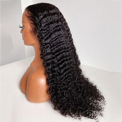 

Remy Human Hair 13x4 Lace Front Wig Free Part Brazilian Hair Curly Black Wig 130% 150% Density with Baby Hair Natural Hairline 100% Virgin Glueless Pre-Plucked For wigs for black women Long Human