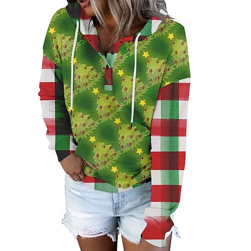 

Christmas Trees Masquerade Hoodie Women's Christmas Christmas Carnival Masquerade Adults' Christmas Vacation Polyester Top