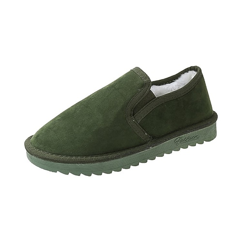 

Women's Slip-Ons Daily Comfort Shoes Plus Size Flat Heel Round Toe Casual Minimalism Faux Suede Loafer Solid Colored Black Green Khaki