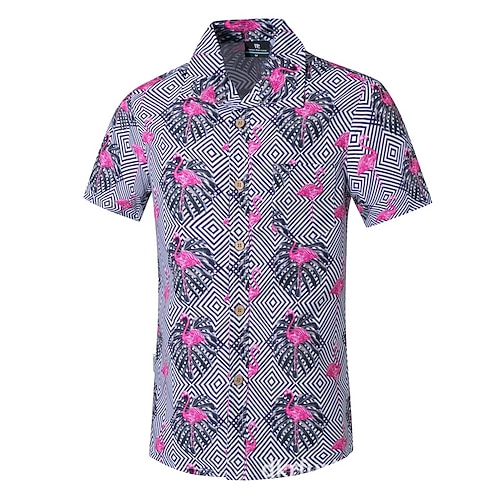 

Men's Summer Hawaiian Shirt Graphic Animal Turndown Purple Outdoor Casual Short Sleeve Print Clothing Apparel Hawaiian Beach