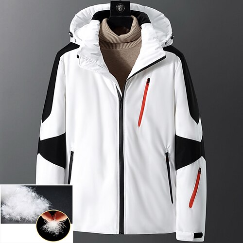 

Men's Hiking Down Jacket Quilted Puffer Jacket Hiking Windbreaker Winter Outdoor Thermal Warm Windproof Breathable Lightweight Outerwear Hoodie Trench Coat Hunting Ski / Snowboard Fishing Black White