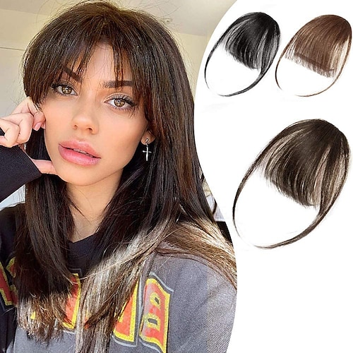 

Bangs Hair Clip in Bangs Wispy Bangs Temples Hairpieces for Women Clip on Air Bangs Flat Neat Bangs Hair Extension for Daily Wear