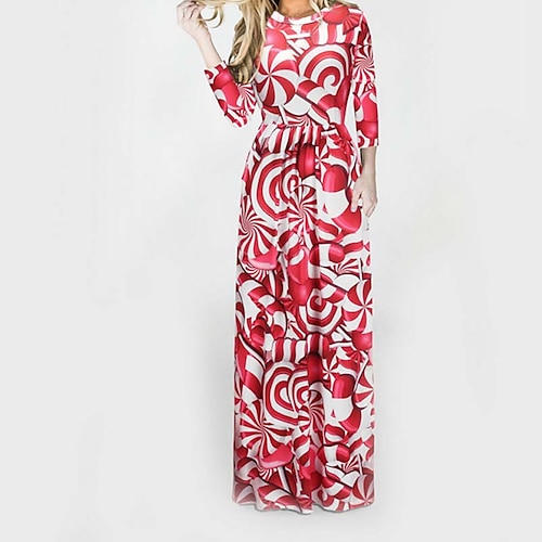 

Mulheres Vestido de turno Vestido Longo Vestido Maxi Verde Preto Rosa Manga Longa Papai Noel Imprimir Inverno Outono Gola Redonda Natal Diário Férias 2022 S M L XL XXL 3XL