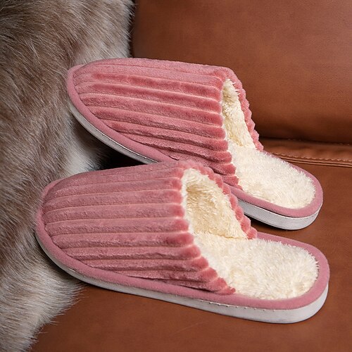 

Women's Slippers Home House Slippers Fleece Slippers Memory Foam Slippers Winter Flat Heel Round Toe Casual Polyester Loafer Plaid Purple Yellow Rosy Pink