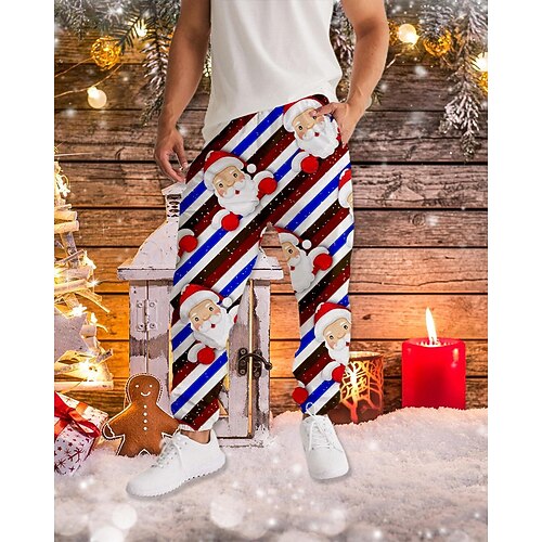 

Men's Christmas Pants Sweatpants Joggers Trousers Drawstring Elastic Waist 3D Print Graphic Prints Comfort Sports Outdoor Casual Daily Streetwear Designer Green Red Micro-elastic