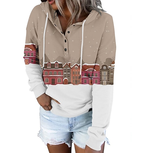 

town Masquerade Hoodie Women's Christmas Christmas Carnival Masquerade Adults' Christmas Vacation Polyester Top