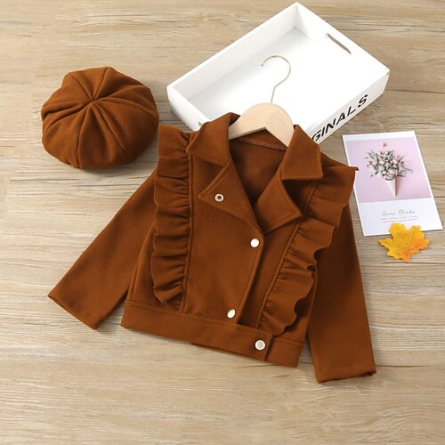 

Toddler Girls' Winter Jacket Solid Color Active Casual Coat Outerwear 3-7 Years Winter Brown