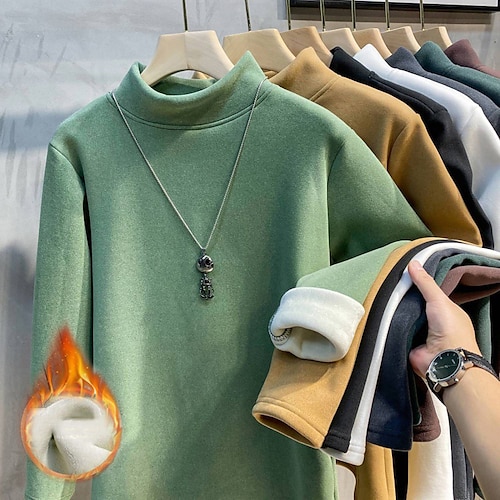 

Women's T shirt Tee Undershirt Bottoming Shirt Brown [Plus velvet thickening] Gray [Plus velvet thickening] Black [plus velvet thickening] Plain Long Sleeve Daily Weekend Basic High Neck Regular