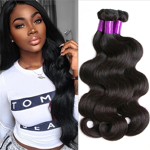 

Body Wave Bundles Human Hair Bundles 10A Grade 100% Unprocessed Brazilian Virgin Hair Body Wave 3 Bundles Human Hair Extensions for Black Women Natural Color