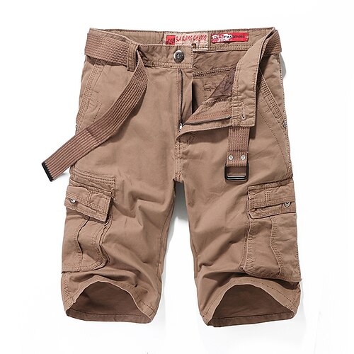 

Men's Cargo Shorts Shorts Zipper Multi Pocket Solid Color Daily Holiday 100% Cotton Streetwear Stylish Dark Khaki ArmyGreen Inelastic