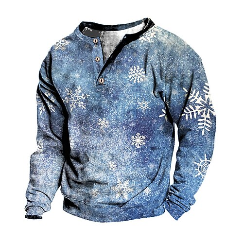 

Men's Sweatshirt Pullover Blue Graphic Prints Snowflake Print Casual Daily Sports 3D Print Basic Streetwear Designer Spring Fall Clothing Apparel Hoodies Sweatshirts