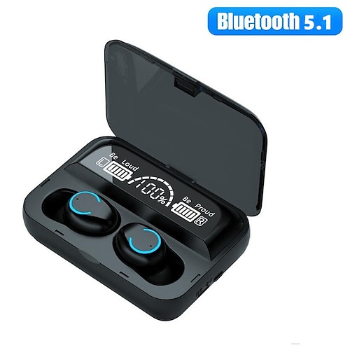 

F9-47 TWS Bluetooth 5.1 Wireless Earphone Waterproof Sports Earbuds In-Ear Gaming Headset Headphone with Mic For All Smartphones Led Large Screen Flashlight Earphone