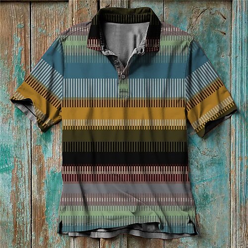 

Per uomo POLO Camicia da golf Golf Stampe astratte Geometria Collo ripiegabile Blu Marrone Stampa 3D Esterno Strada Maniche corte Bottone giù Stampa Abbigliamento Di tendenza Originale Informale