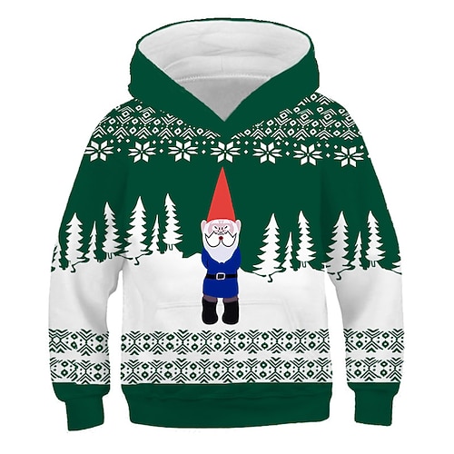 

Kids Boys Christmas Hoodie Pullover Santa Claus Elk Christmas Tree Long Sleeve Children Top Christmas Gifts Hoodie Active Fashion Deep Green Deep Pink Purple Winter 7-13 Years