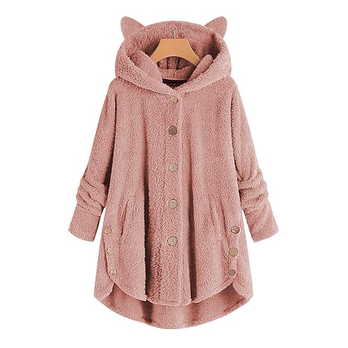 

Femme Grande taille Veste polaire Manteau en peluche Chaud Bouton Poche Bloc de couleur Plein Extérieur Casual manche longue Capuche Normal Hiver Automne Gris noir Noir Bleu L XL XXL 3XL 4XL