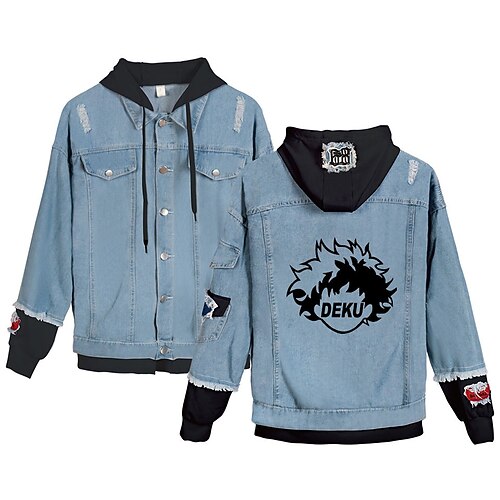 

Inspired by My Hero Academia Deku Anime Cartoon Manga Anime Denim Jacket Harajuku Kawaii Coat For Men's Women's Unisex Adults' Hot Stamping Denim