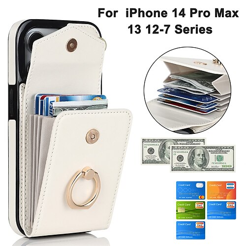 

Phone Case For Apple Wallet Card iPhone 14 Pro Max 13 12 11 Pro Max Mini X XR XS 8 7 Plus Bumper Frame Magnetic Full Body Protective Solid Colored PU Leather