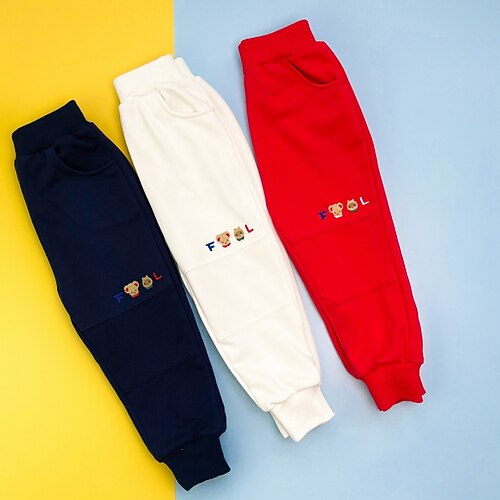 

Toddler Boys Pants Trousers Animal Cartoon Keep Warm Comfort Pants Outdoor Cotton Fashion Daily Red Navy Blue Beige / Winter / Fall