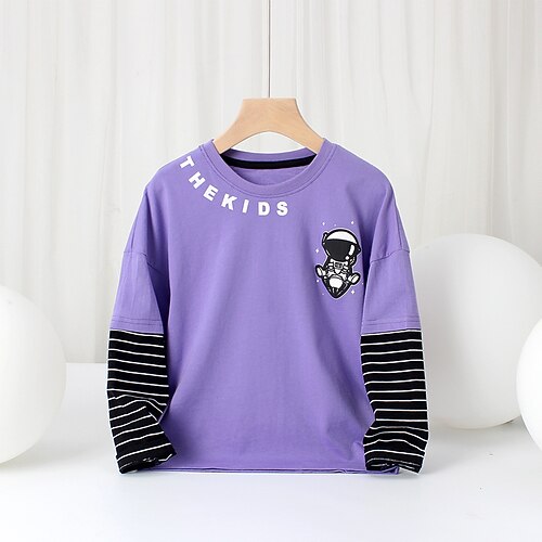 

Kids Boys Sweatshirt Pullover Letter Stripe Long Sleeve Crewneck Children Top School Sweatshirt Fashion Daily Black Blue Purple Winter 7-13 Years