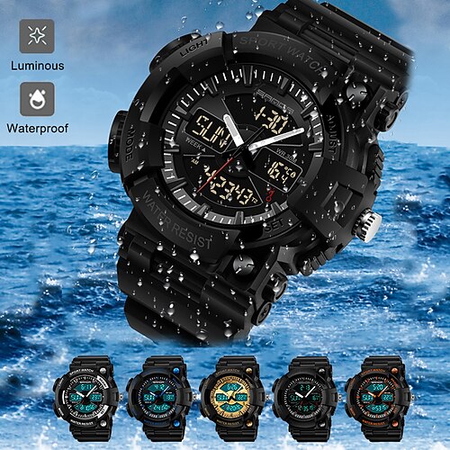 

SANDA Wrist Watch Quartz Watch for Men Analog - Digital Quartz Sporty Fashion Outdoor Tactical Watch Waterproof Calendar Noctilucent ABS Silicone Classic Theme Fashion