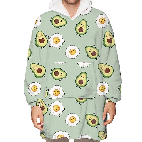 

Kid's Adults' Oversized Hoodie Blanket Wearable Blanket With Pocket pear Print Onesie Pajamas Flannel Cosplay For Men's Women's Boys Christmas Animal Sleepwear Cartoon Festival / Holiday Costumes