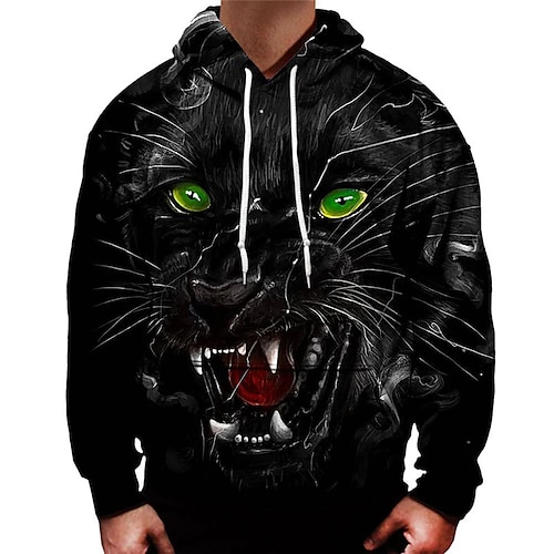 

Men's Pullover Hoodie Sweatshirt Black Hooded Animal Graphic Prints Print Daily Sports 3D Print Basic Streetwear Designer Spring & Fall Clothing Apparel Hoodies Sweatshirts