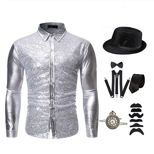 

Cosplay Vintage Inspired Party Costume Men's Sequins Buckle Costume Vintage Cosplay Party / Evening Long Sleeve Cravat Halloween