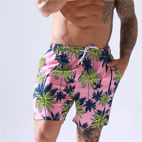 

Men's Swim Shorts Swim Trunks Board Shorts Drawstring Elastic Waist Leaf Dragon Print Comfort Breathable Knee Length Casual Daily Beach Fashion Streetwear Green Blue Micro-elastic
