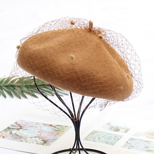 

Hats Poly / Cotton Blend Beret Hat Casual Holiday Vintage Style With Split Joint Headpiece Headwear