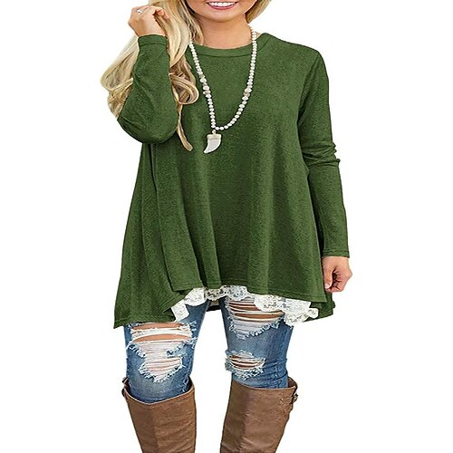 

Womens Tops Long Sleeve Tunics Round Neck Blouses Shirts