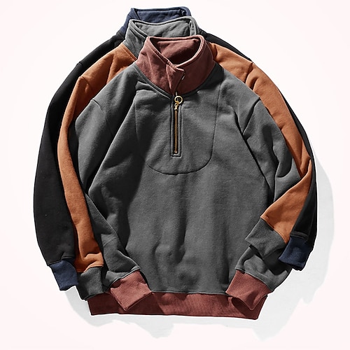 

Men's Sweatshirt Pullover Black Red Gray Standing Collar Solid Color Zipper Sports & Outdoor Streetwear Casual Big and Tall Winter Fall Clothing Apparel Hoodies Sweatshirts Long Sleeve / Spring