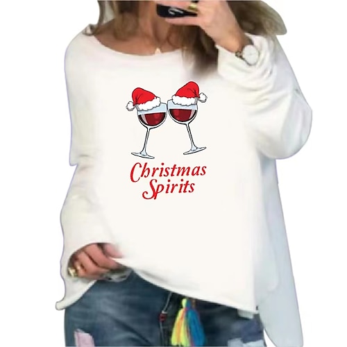 

Wine Glass Masquerade Ugly Christmas Sweater / Sweatshirt Women's Christmas Christmas Carnival Masquerade Adults Party Christmas Polyester Top