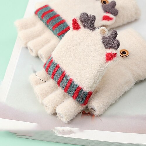 

Women's Warm Winter Gloves Convertible Fingerless Gloves Mittens Outdoor Christmas Daily Animal Polyester Spandex Simple Cosplay Warm 1 Pair