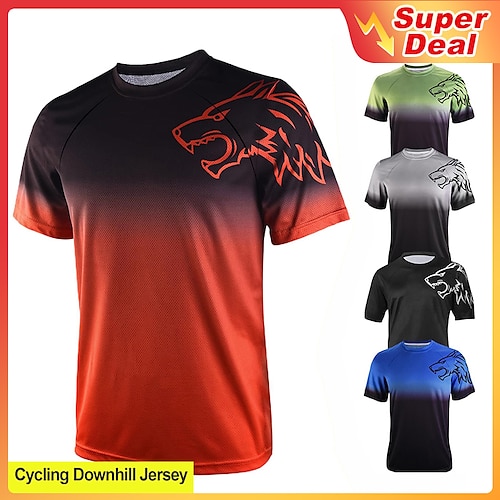 

Men's Short Sleeve Downhill Jersey Gradient Wolf Bike Shirt Mountain Bike MTB Road Bike Cycling Forest Green Black Green Spandex Polyester Breathable Quick Dry Moisture Wicking Sports Clothing Apparel
